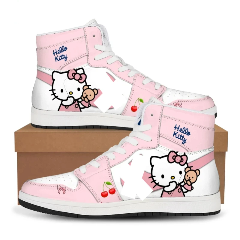 Kawaii Hello Kitty Sneakers Y2K Kawaii Anime Figure Cosplay uomo donna scarpe sportive ragazzi ragazze High Top Cute Lolita scarpe Casual