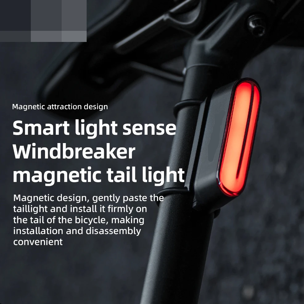 

Magnetic Bike Tail Light Type-C 7 modes Rechargeable LED Bicycle Rear Light for Night Riding Intelligent Brake Sensor