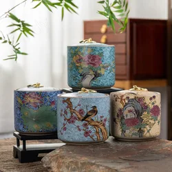 Enamel Ceramic Storage Jar with Lid Creative Hand Painted Decorative Seal Tea Canister Modern Living Room Desktop Candy Jars