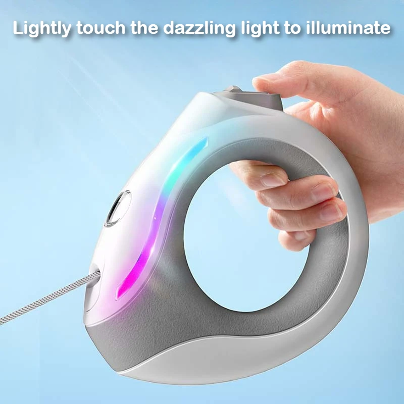 

Ring - shaped light - equipped pet automatic retractable leash for dogs and cats, a luminous leash for walking pets outdoors