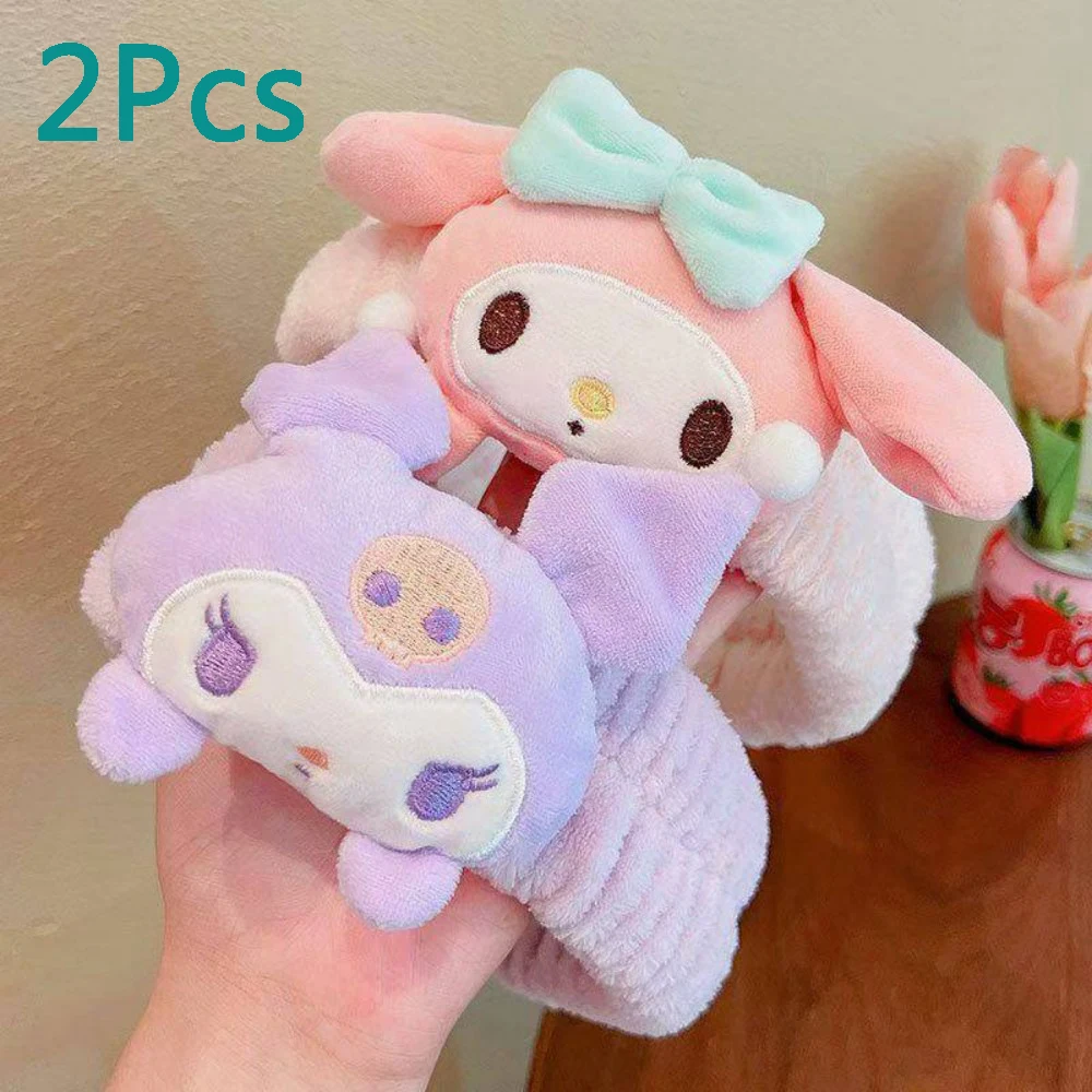 

@Cartoon Bow Hairband Wash Face Headwrap Kt Melody Cinnamoroll Kuromi Pompompurin Girls Facial Mask Headband Gifts