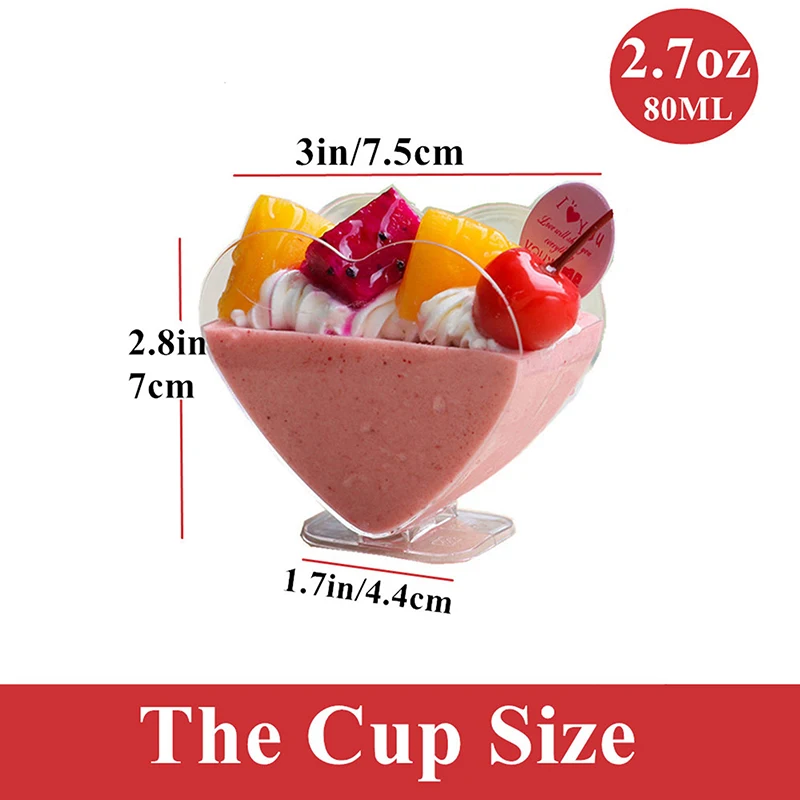 20Pcs Thickened Heart Shaped Dessert Bowl Mousse Container Reusable Parfait Appetizer Tasting Serving Cup