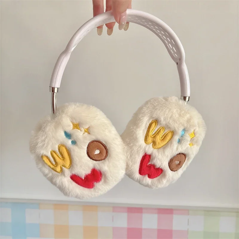 1 Pair Winter Fur Funny Fluffy Plush Ears Cup Case for Airpods Max Airpodmax Anti Scratch Shockproof Headphone Cover Accessories