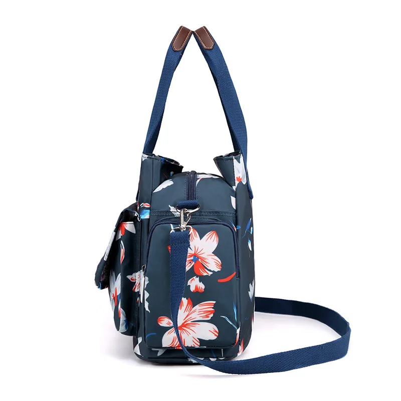 Bolso de mano con estampado de flores románticas de Francia, bolso de viaje ligero con múltiples compartimentos, bolso de hombro de gran capacidad con estampado Simple