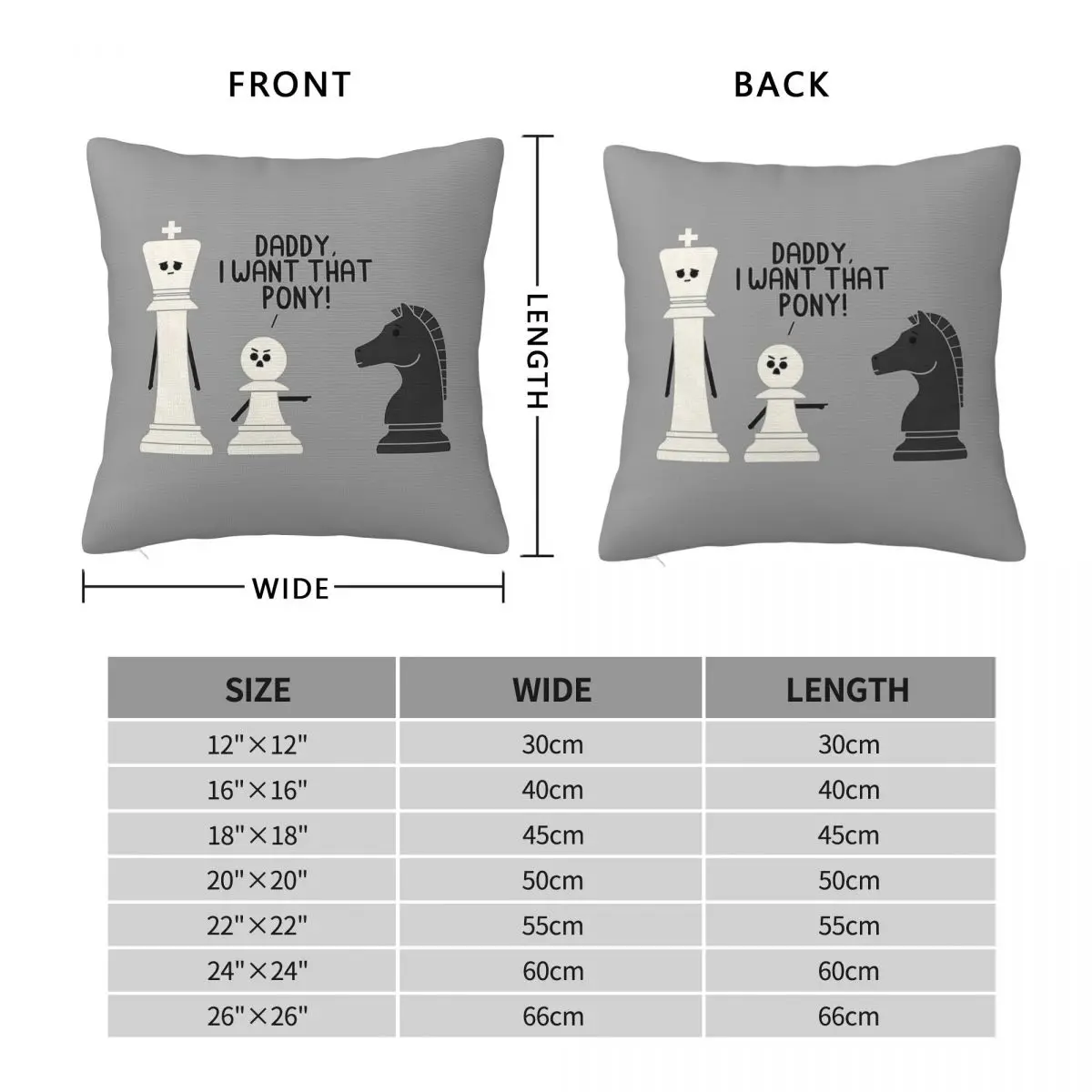 Daddy I Want That Pony Chess Square Pillowcase Polyester Linen Velvet Printed Zip Decorative Pillow Case Home Cushion Cover