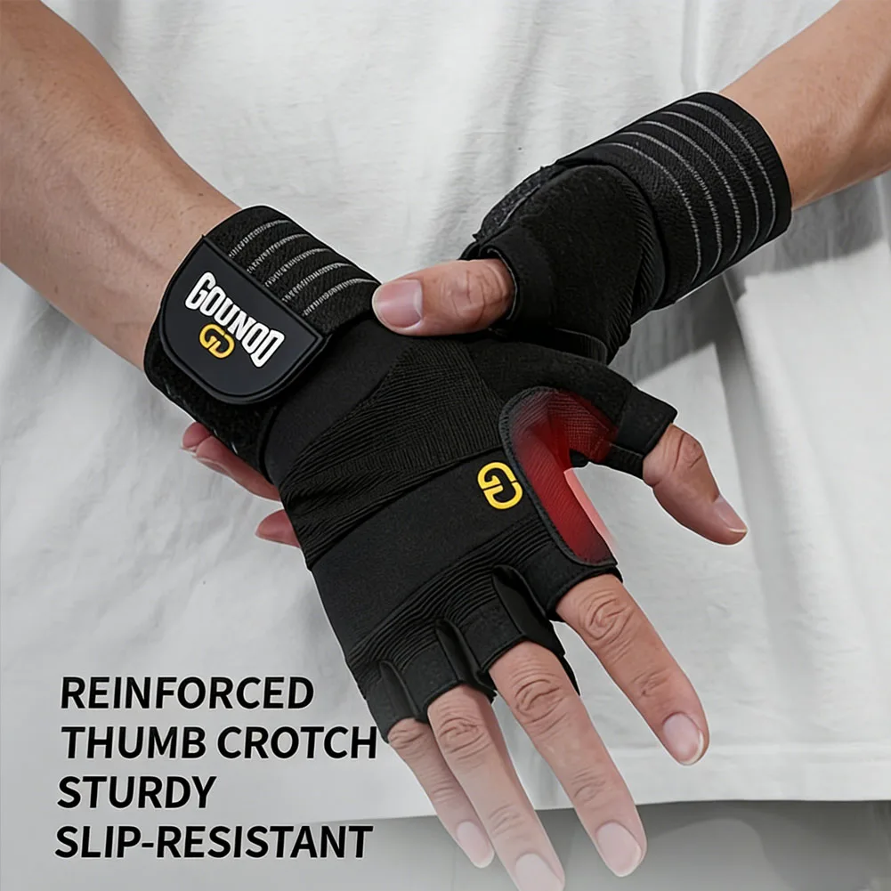 1 Paar Gewichtheberhandschuhe – verstärkter Daumenbereich, rutschfest, verstellbarer Klettverschluss, Sport & Bodybuilding