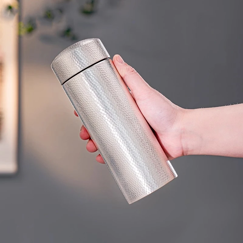 

Pure Silver 99.9% Pure Silver Insulation Cup Handmade Hammer Pattern Tea Making Office Outdoor Portable Water Cup Silver Cup