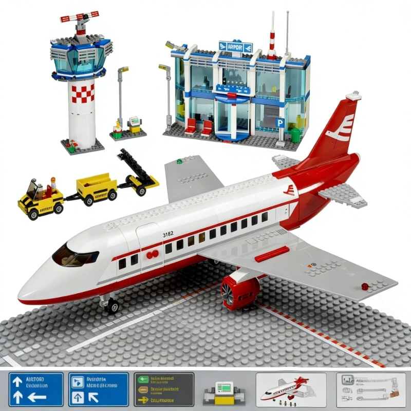 

City Airport Building Block Model #3128 Large Passenger Aircraft Children's Holiday Gift