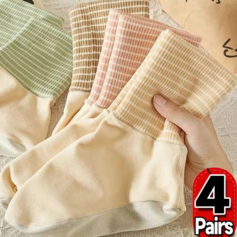 

Stripe Sleeping Socks for Men and Women Socks Artemisia Bottom Velvet Winter Warm Thickening Breathable Foot Floor Sleep Socks