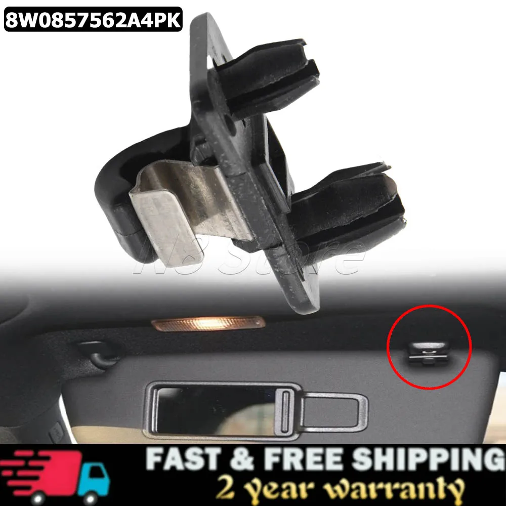 8W0857562A4PK Black Plastic Auto Sun Visor Clip Holder Hook Stand For Audi A1 A3 A4 A5 Q3 Q5 TT