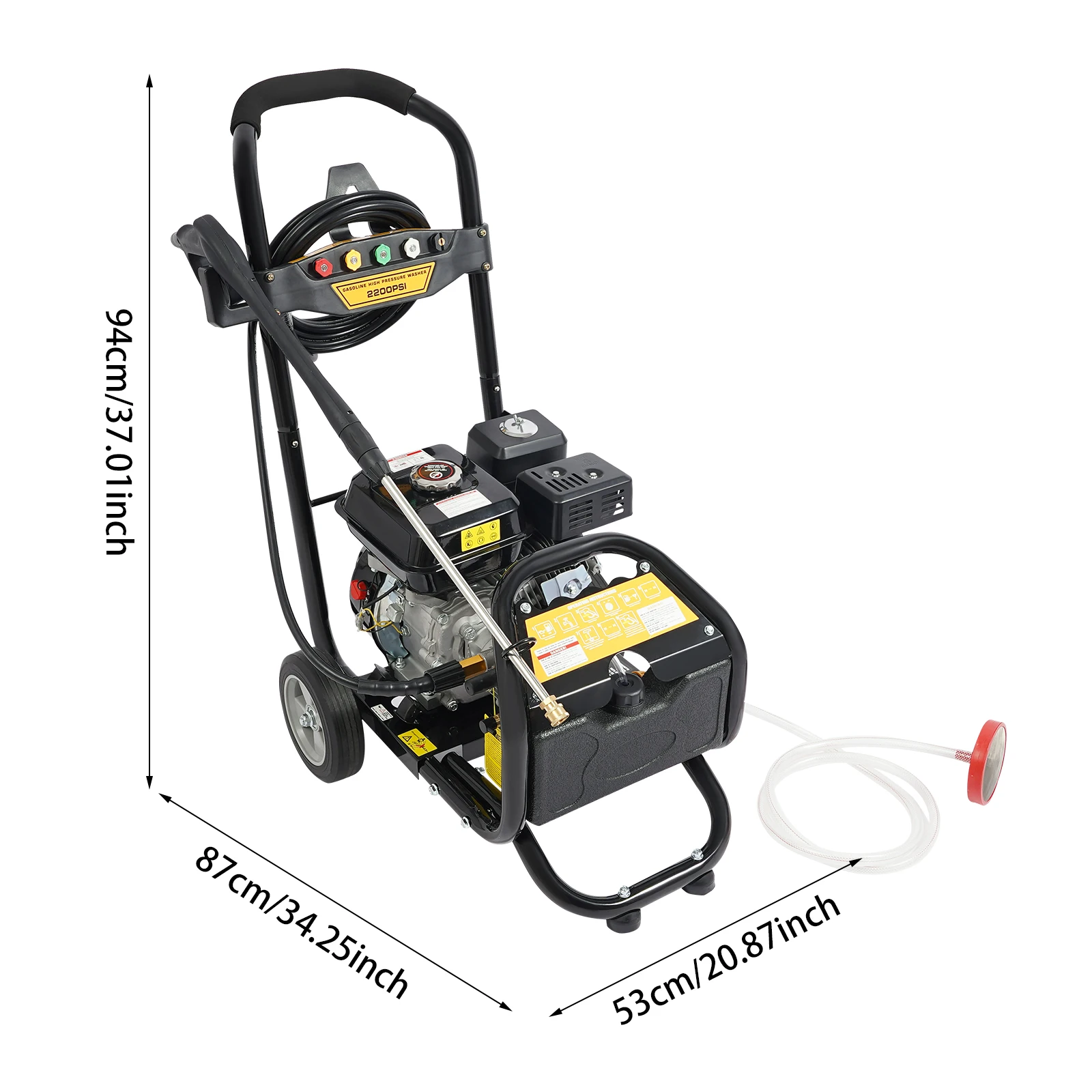 7마력 가솔린 고압 세척기 |   2600PSI(180Bar) 9LPM 유량, 8m 호스, 3.6L 연료 탱크