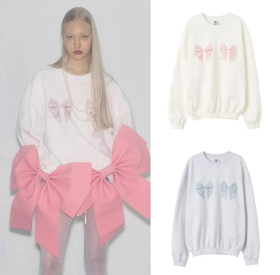 ルーズフィット パーカー スウェットシャツ ダブルバタフライノットプリント ラウンドネック レイジーフィーリングス レディース カジュアル 快適なコットンシャツ