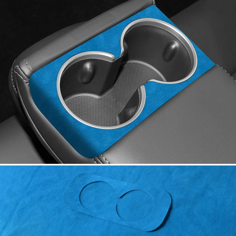 Made of Alcantara For Tesla Model 3 (2023- ) Center Armrest Cup Holder Cover Trim Insert Sticker Car Interior Tuning Accessories view 5