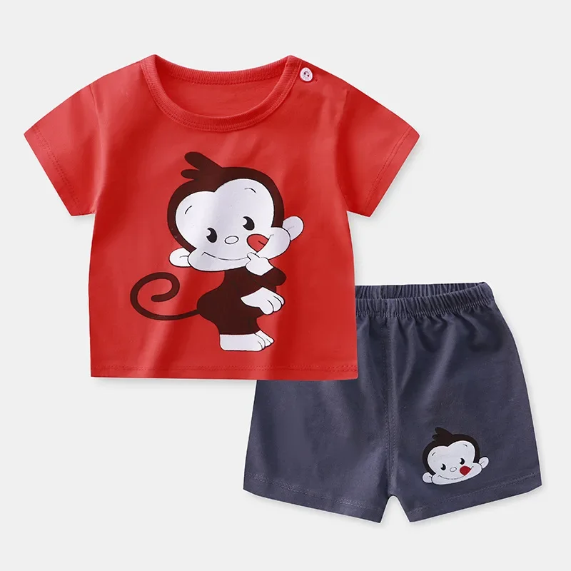 Summer Kids Cartoon Sports Tracksuit Shorts Pajamas T-shirt Outfit