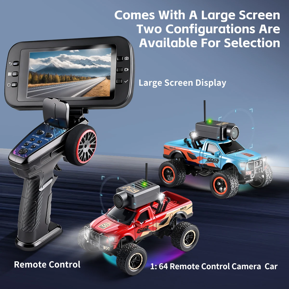 New Wltoys 6407 1:64 Mini FPV RC Car with Camera and Monitor, WiFi App Control, High-Speed Drift Racing Car, Desktop Toy, Gif