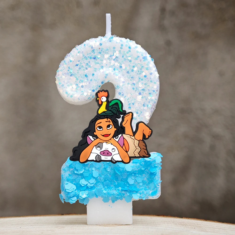 المحيط مغامرات موانا شمعة الكرتون 0-9 عدد الاطفال كعكة عيد ميلاد لوازم الديكور أنيمي اكسسوارات الحفلات الإمدادات