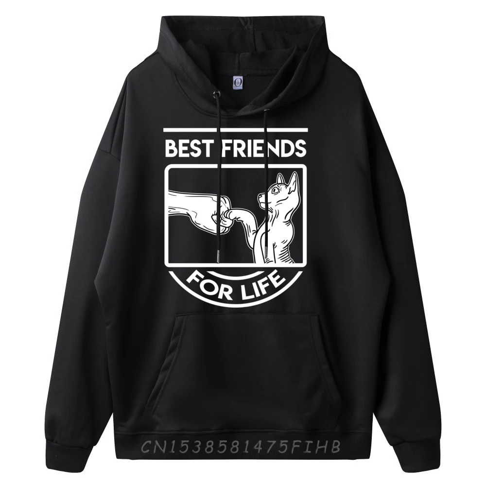 Best Friends For Life Sphynx Cat Feline Animal Lover Graphic Hoodies Durable and wear-resistant Tshirts Men HOLIDAYS