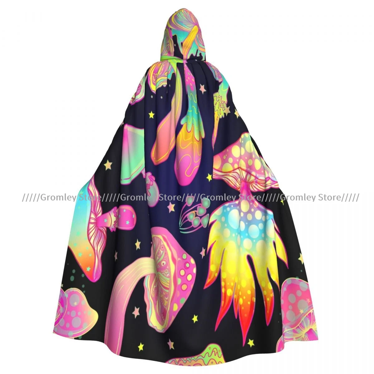 Witch Long Hooded Robe Magic Mushrooms Psychedelic Hallucination Halloween Cloak Cosplay Costumes for Adult