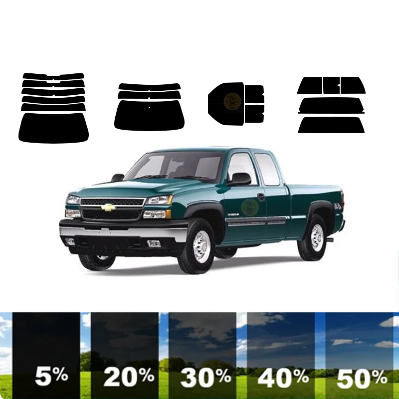 

Предварительно вырезанная съемная тонировочная пленка для окон для автомобиля, 100% УФ-изоляция, углерод ﻿ Для CHEVROLET SILVERADO 2500 2 DR PICKUP 2000-2006