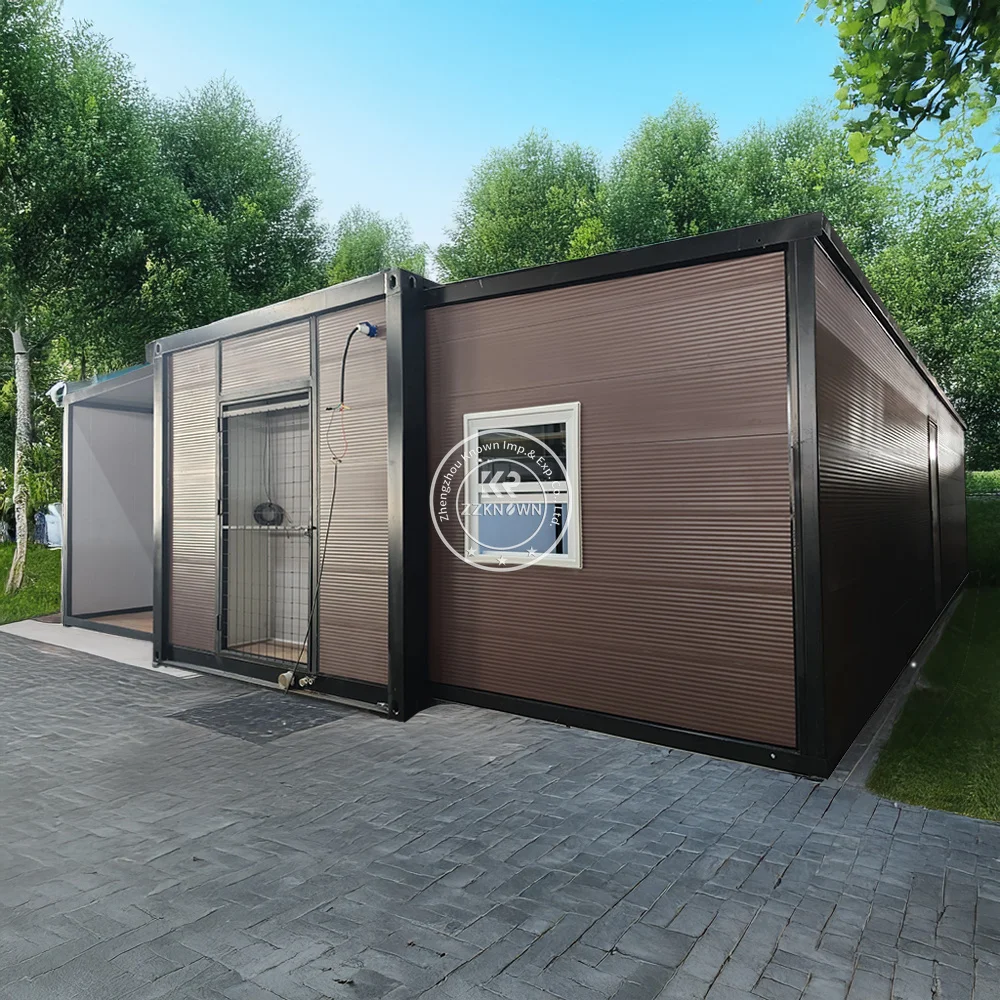 บ้านคอนเทนเนอร์พับสําเร็จรูปที่ขยายได้บ้านคอนเทนเนอร์เหล็กโมดูลาร์เคลื่อนที่ขนาด 20 ฟุตพร้อมห้องน้ํา