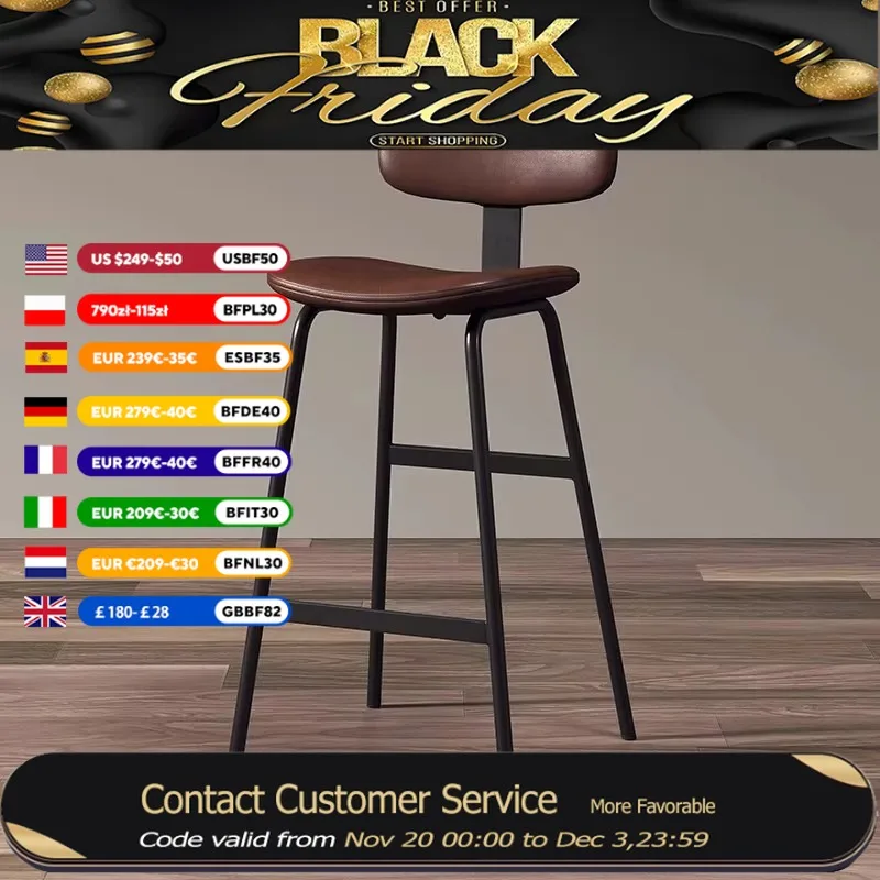 Industrial Style Cushions Bar Stools Brown Metal Minimalist Home Kitchen Bar Stools High Modern Sillas De Comedor Furniture