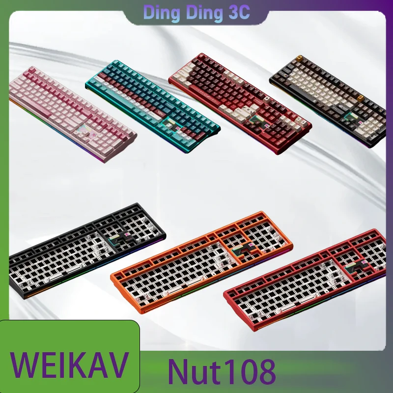 Weikav Nut108 Wireless Mechanical Keyboard 3Mode Aluminum Alloy Game Keyboard Kit Support Qmk/Via Rgb Hot Swap Accessories