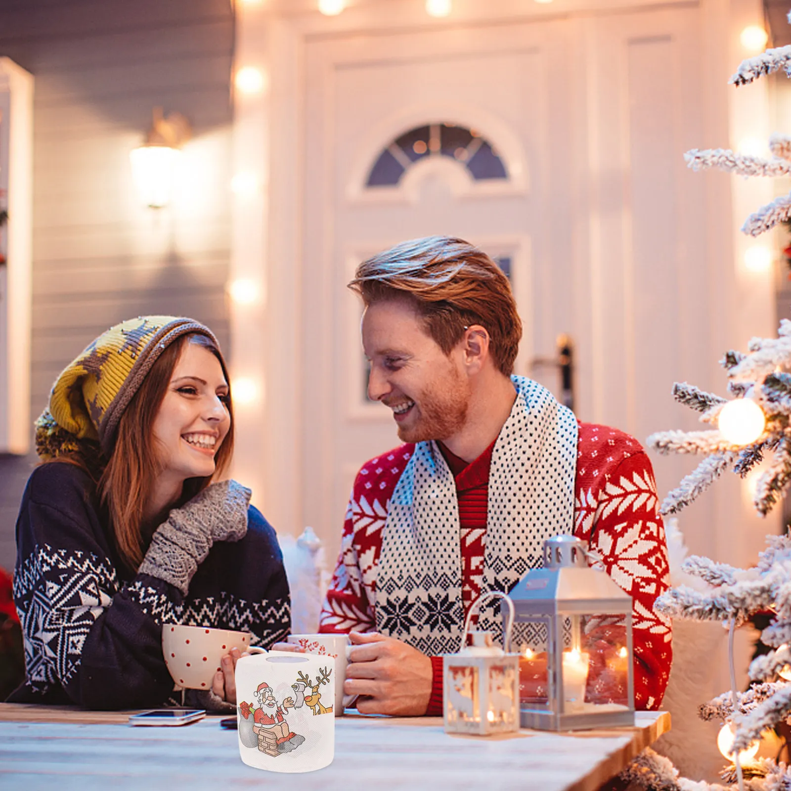 2 Rolls Printed Roll Paper Toilet Tissue Wood Pulp Biodegradable Household Bathroom Kitchen Napkin Paper Towel For Home Wedding