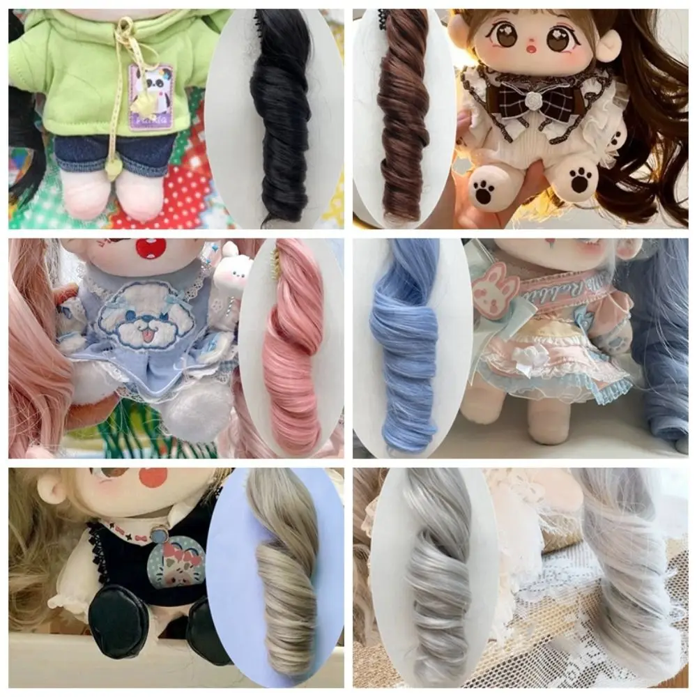 

Ponytail Cotton Doll Chemical Fiber Wig Long Curly Hair Chemical Fiber BJD SD Doll Hair Pink 20cm Doll Long Curly Hair Ponytail
