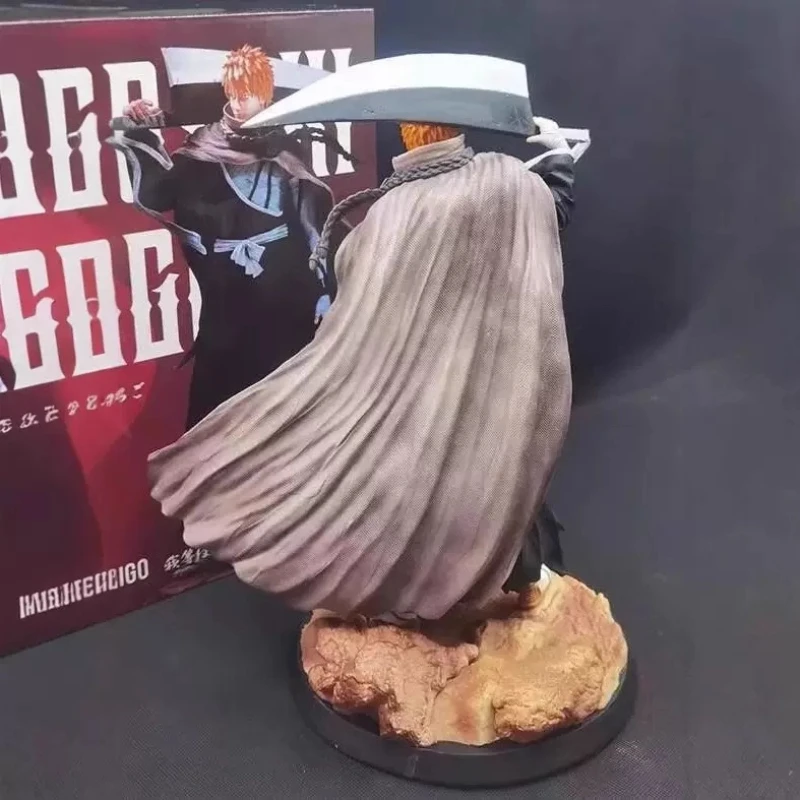 بليتش 33 سنتيمتر Kurosaki Ichigo عمل أرقام GK عدة حمل السيف نموذج يرتدي عباءة النحت أنيمي لعبة سطح المكتب هدية مزخرفة #5
