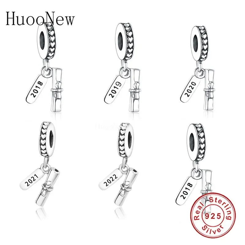 Fit Original Brand Charm Bracelet 925 Sterling Silver 2023 Book Scroll Bead Pendant Making Graduation Berloque