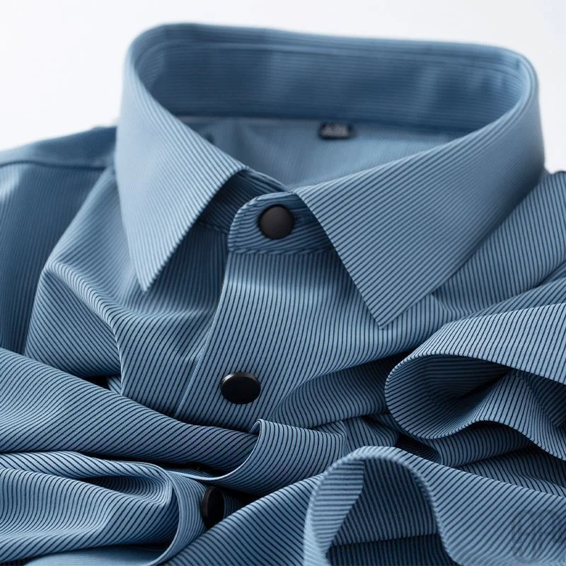 

Летняя рубашка из ледяного шелка с коротким рукавом, мужская, без следов, свободная, роскошная, в полоску, для глажки, повседневная, стильная, удобная, дышащая