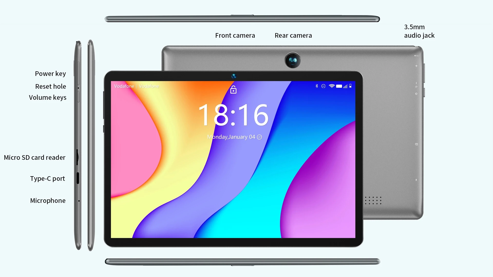 BMAX I9 Plus Tablet 10.1'' 1280*800 IPS 24(4+20)GB RAM 128GB ROM 6000mAh Type-C Rockchip RK3562 2-Core Android 15 Tablets WIFI 6 Bluetooth 5.4 Camera