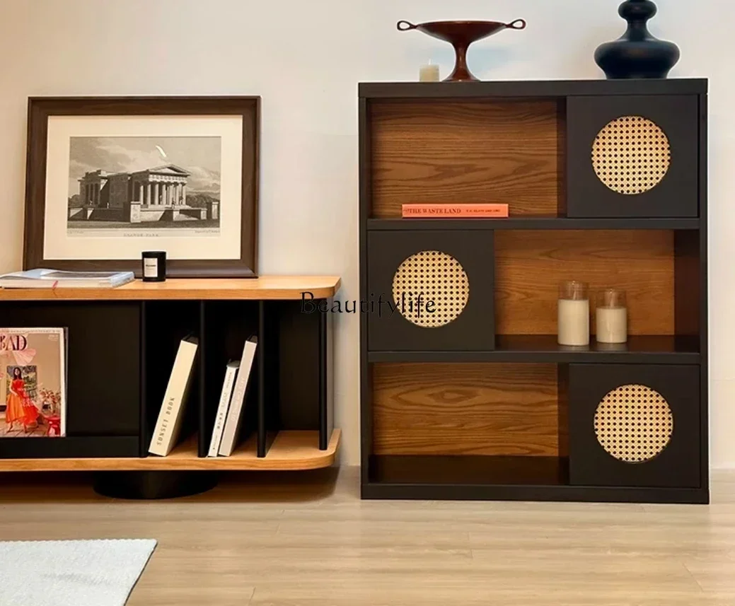 

LAmerican solid wood combination bookcase French magazine wall ash wood retro display cabinet