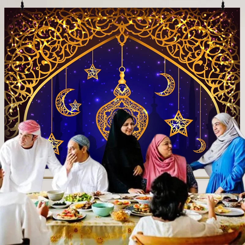 Aladdin Jasmin Photo Backdrop Curtain Gold Mosque Happy Birthday Party Princess Vaiana Decoration Photography Backgrounds Banner