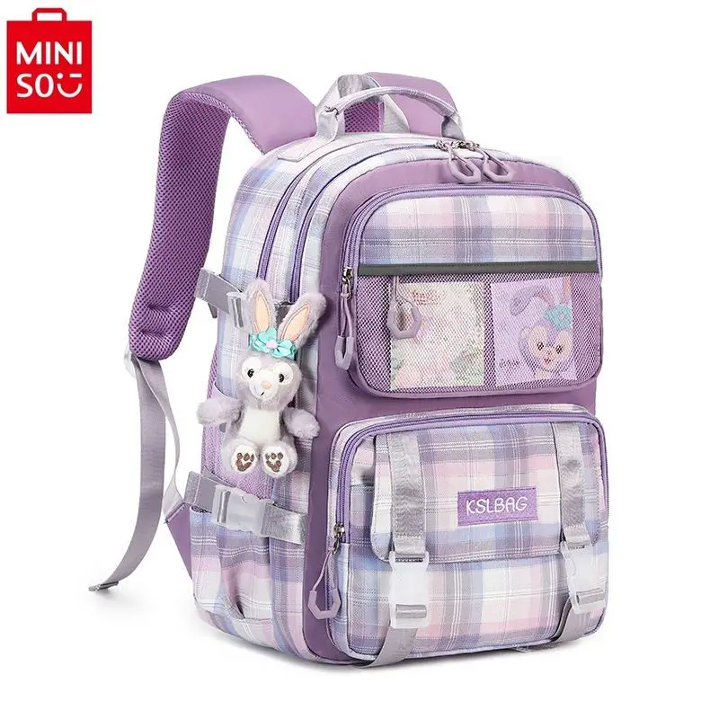 MINISO-Mochila Estudantil Delu Star Cartoon, Grande Capacidade, Leve, Redução de Carga, Mochila Infantil, Doce