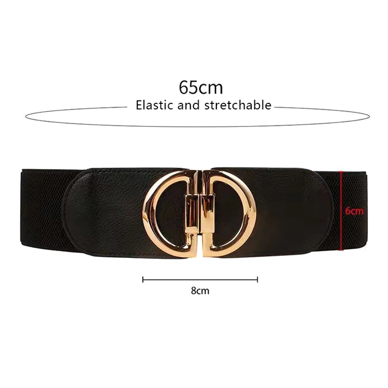 Women Leisure Elastic Wide Waistband Belt Ladies Fashion Alloy Buckle Stretchy Waist Belt Decorative Buckle Waist Cover