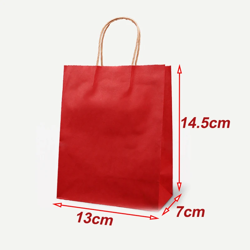 25pcs Eco Friendly Kraft Paper Gift Bags 13×7×14.5cm Handheld Pouches DIY Jewelry Packaging Green Red Christmas Gift Wrapping