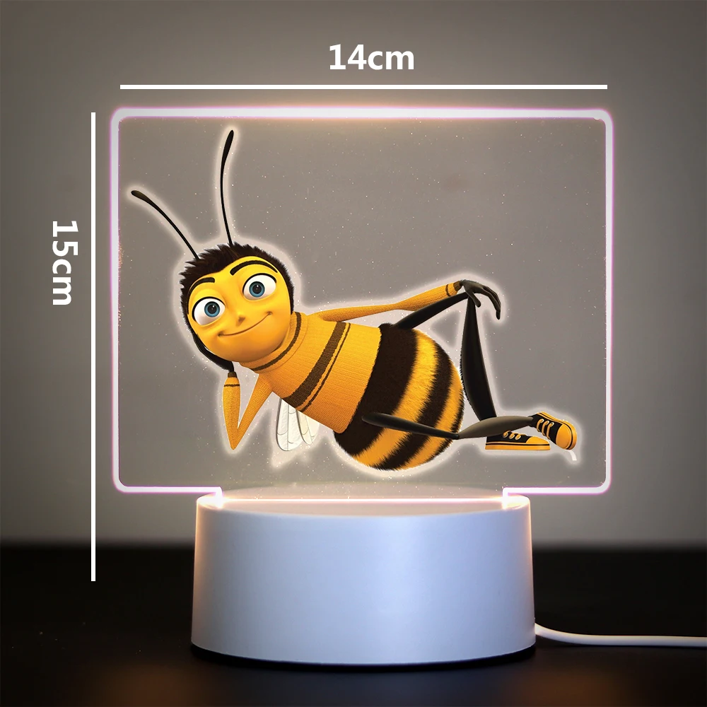 Bees USB 분위기 테이블 램프, RGB 주변 조명, 16 가지 색상 변경, 침실 축제 홈 침대 옆, 게임 룸 장식