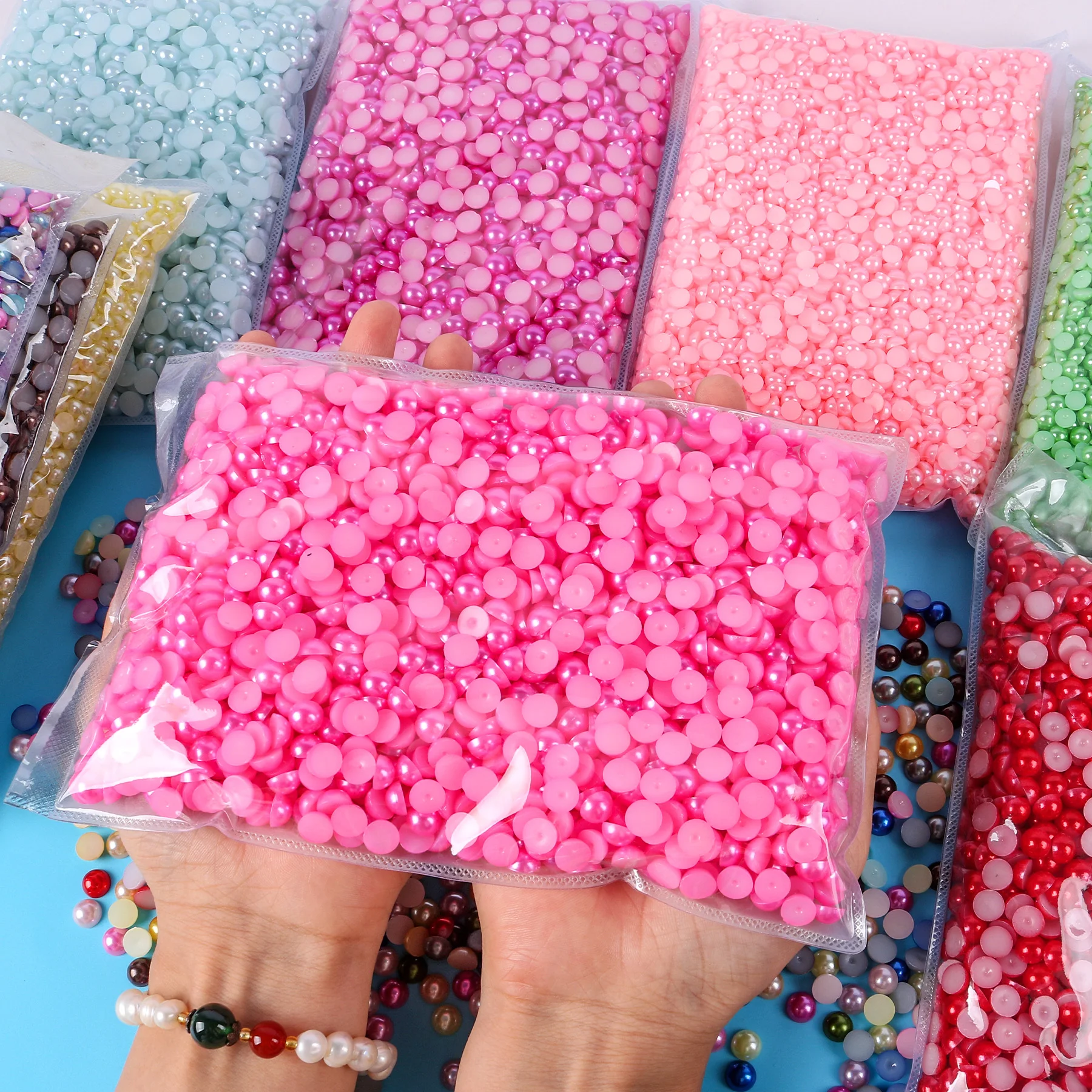 Big Bag Wholesale Beads Half Round Imitation Pearl Flatback Beads for Jewelry Making DIY /Headwear/Nail Art /Phone Decorate