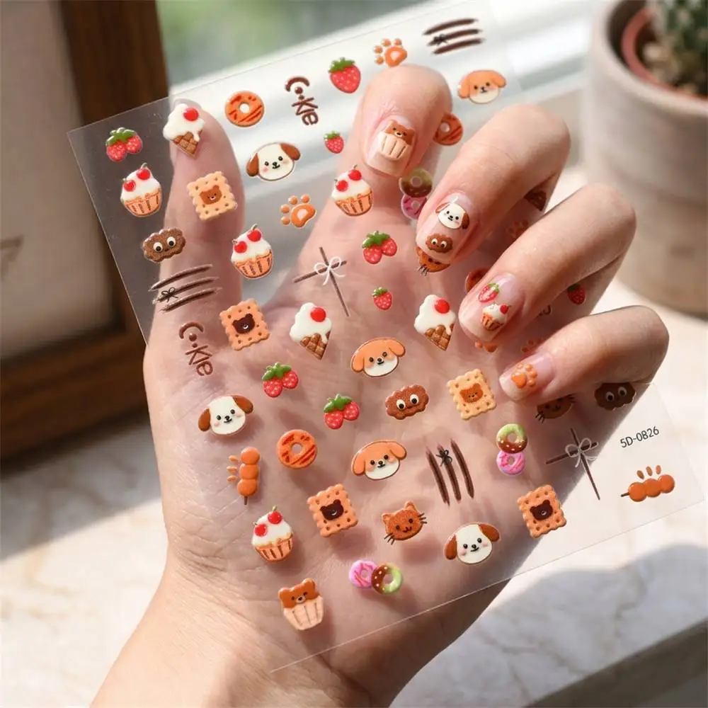1Pc Sweet Dessert Design Delicate Nail Stickers Colorful Easy Apply Sweet Nail Stickers For Party Use Beautiful Nail Stickers