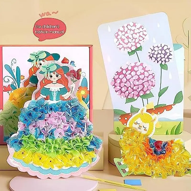 Poke Art mainan DIY, Kit gaun mewarnai lukis tangan 3D, mainan lukisan aman untuk digunakan, hadiah mainan untuk Thanksgiving Tahun Baru Paskah