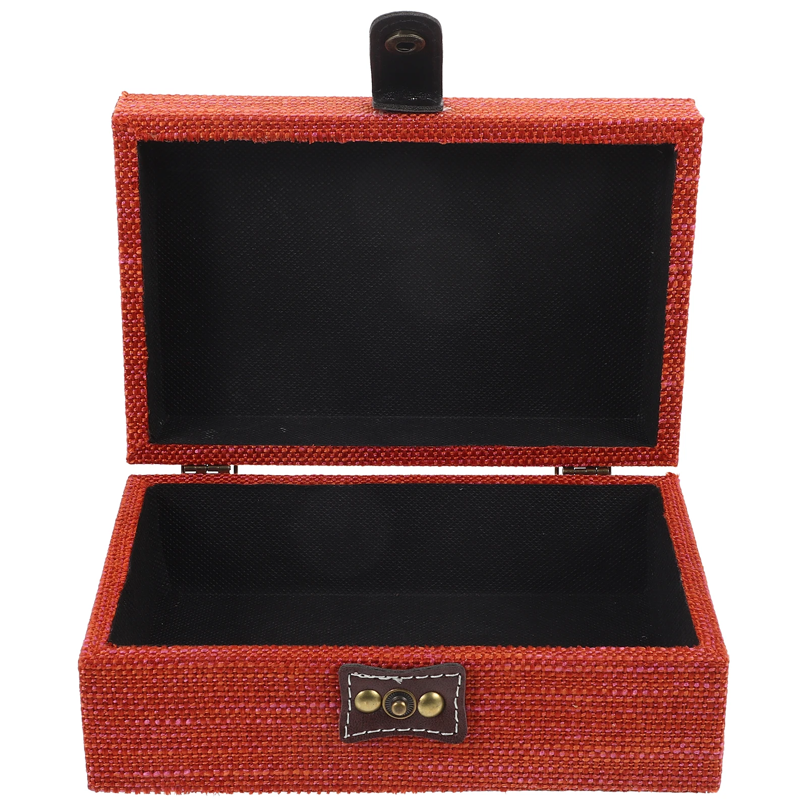 

Linen Pattern Storage Box Wooden Jewelry Holder ganizer Travel Earring Case Portable Drawer Small Size Simple Style Necklace