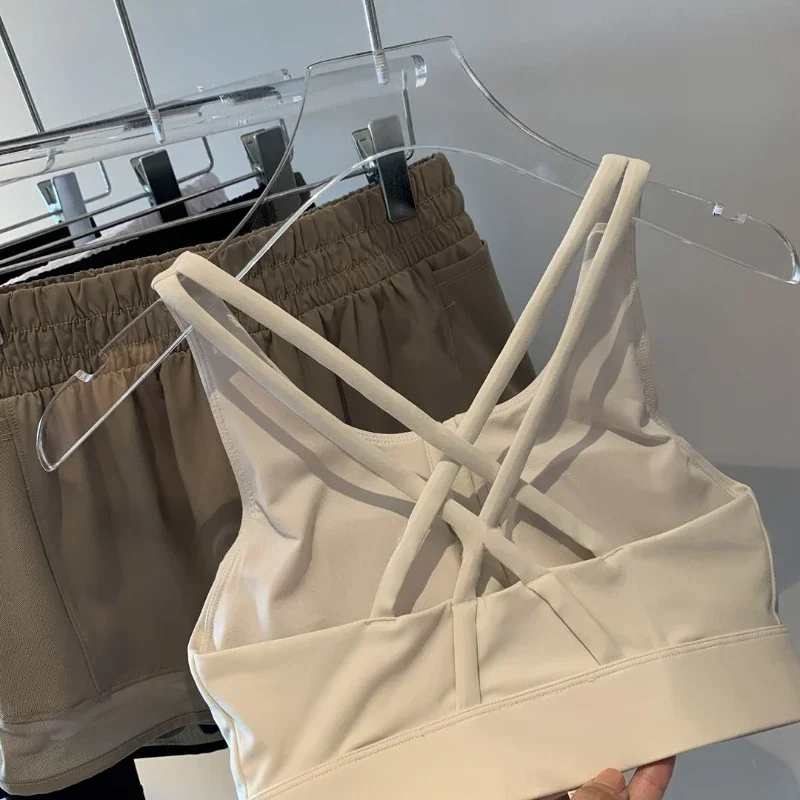 스포티 한 캐미솔 여성 섹시한 백 레스 크리스 크로스 여름 세련된 올 매치 슬림 패션 조깅 자르기 탑 컴포트 스트레치 통기성