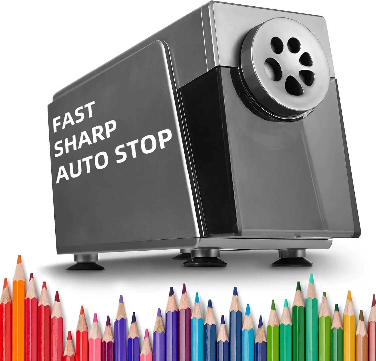 Heavy Duty Electric Pencil Sharpener, 6 Holes, Auto Stop, US Plug, for Classroom & Home Use