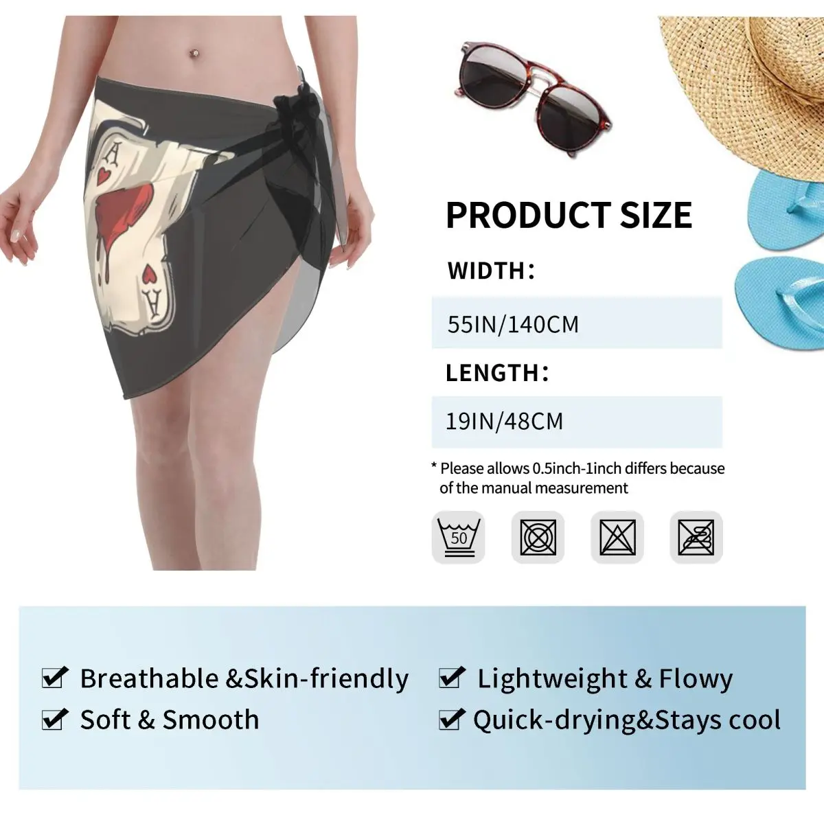Carte de Poker personnalisée pour femmes, Sarongs courtes, enveloppe de plage, impression 3D, jeu pour maillots de bain, robe portefeuille pour Bikini, Cover-up pour maillot de bain