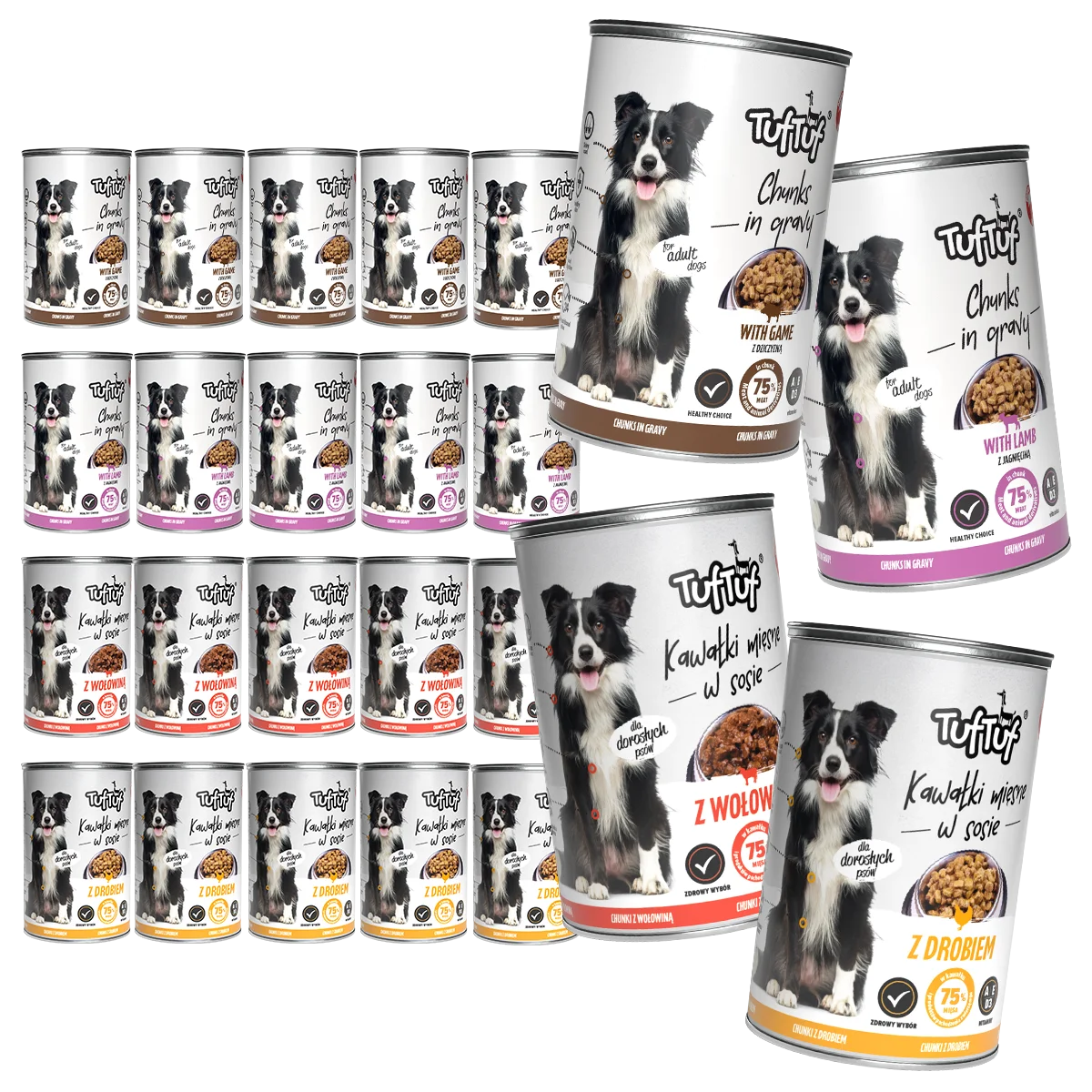 KARMA WET PARA PERRO TufTuf caneca de trozos de carne MIX TASTE SET 24x415g