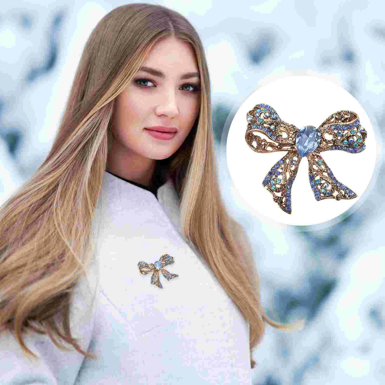 Bowknot Brooch Pin Creative Unique Personality Bow Scarf Decor Brooch Pin Safety Pin Fashion Brooch Shawl Brooch