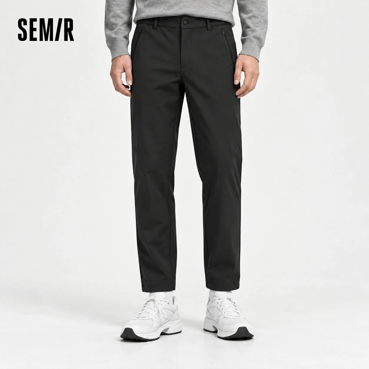 Semir Men Casual Pants Water Repellent Commuter Style Versatile Straight Leg Solid Color Fleece Lined 2026 New Comfort Fit
