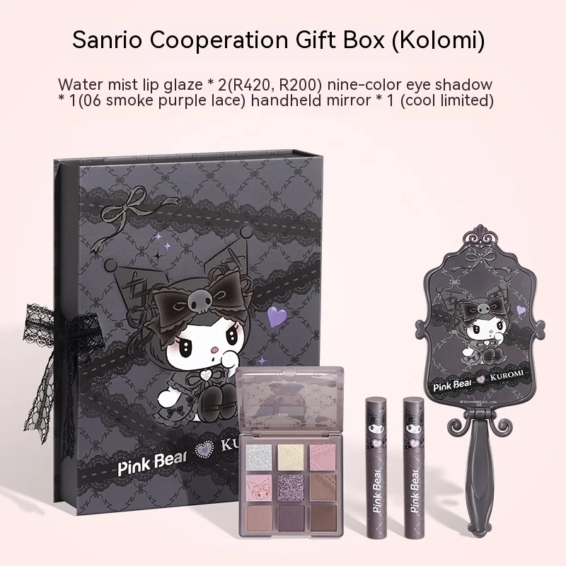 Sanrio Lip Gloss Eye Shadow Kuromi My Melody New Anime Portable Sexy Long Lasting Makeup Set Beauty Kawaii Gift Box Holiday Gift