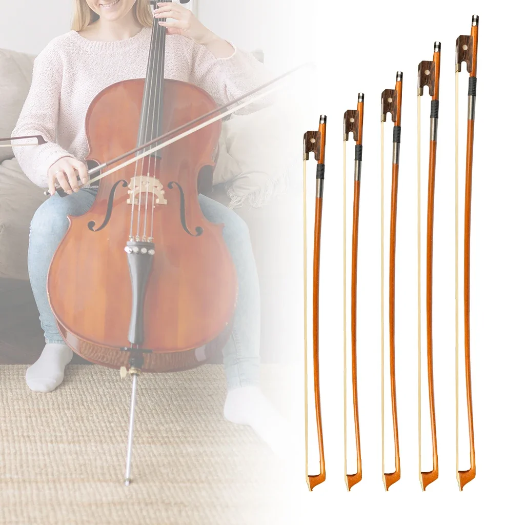 4/4 3/4 1/2 1/4 1/8 1/10 Size Cello Bow Arcos Brazilwood Cello Bow For Beginner Level Acoustic Cello Orchestra Players PVC Pack